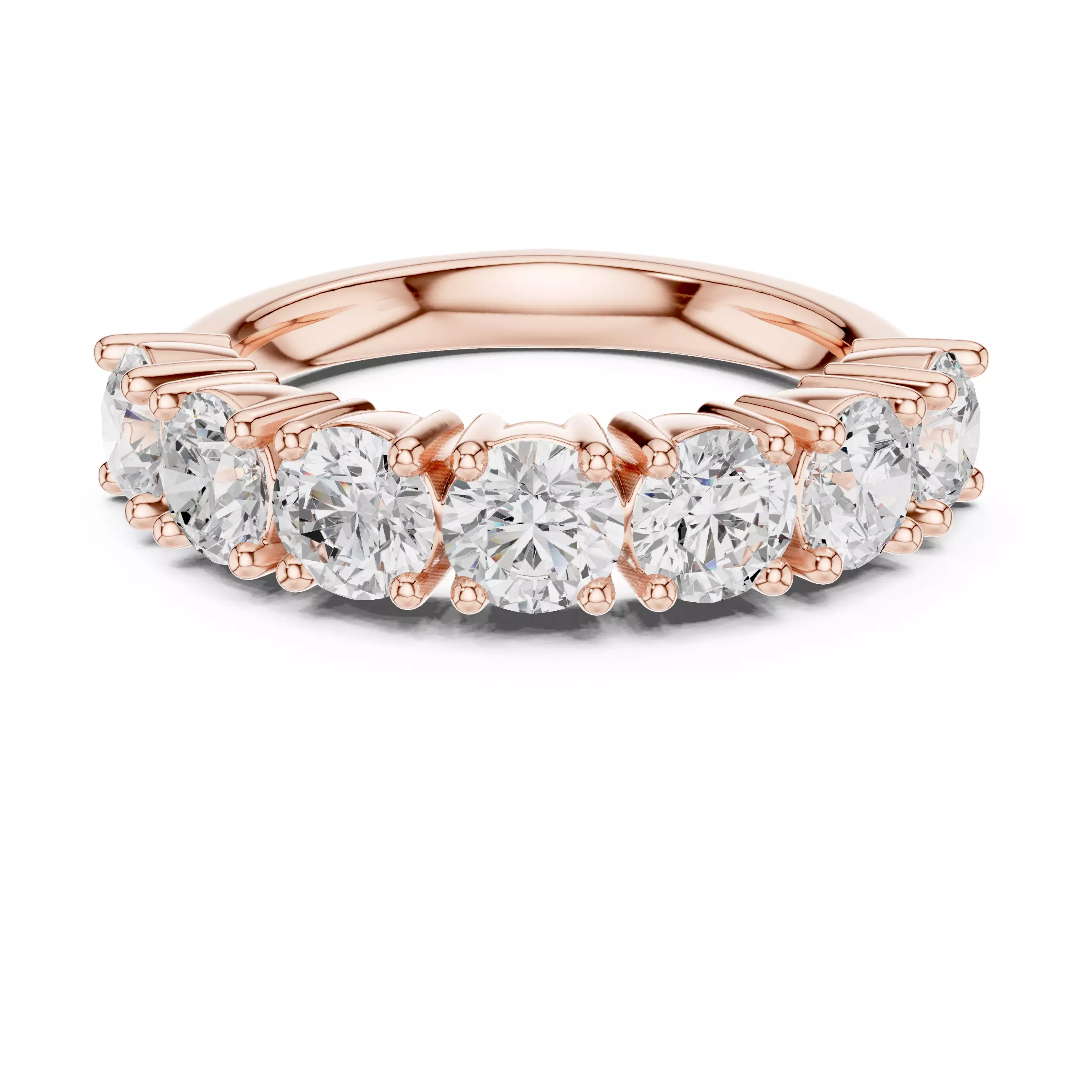 4mm Round Cut Diamond Seven Stone Wedding Ring 3DM STL Video 3D print model_0