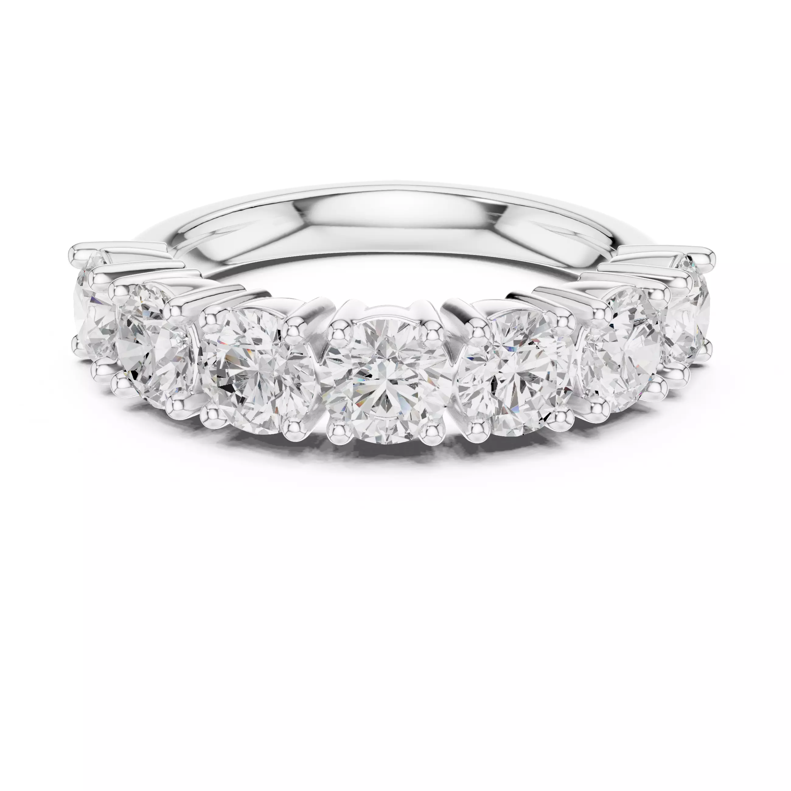 4mm Round Cut Diamond Seven Stone Wedding Ring 3DM STL Video 3D print model_2