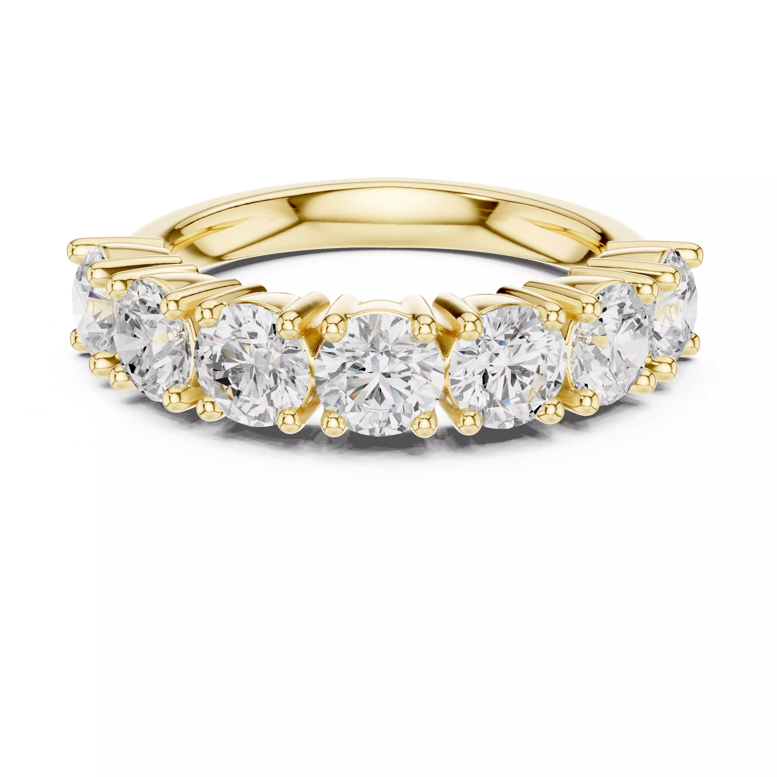 4mm Round Cut Diamond Seven Stone Wedding Ring 3DM STL Video 3D print model_1