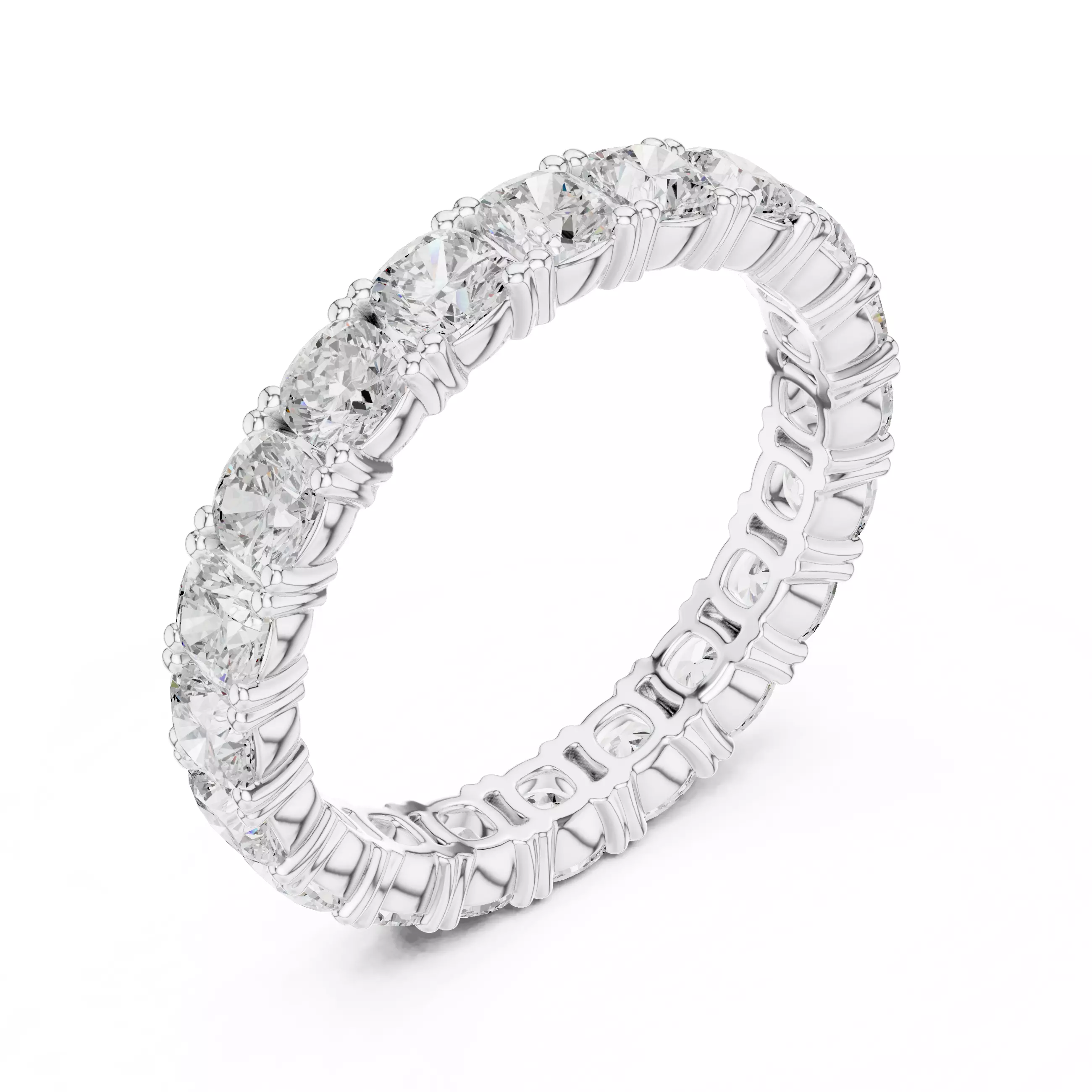 3mm Cushion Cut Full Eternity Stacking Wedding Band File Video 3D print model_10