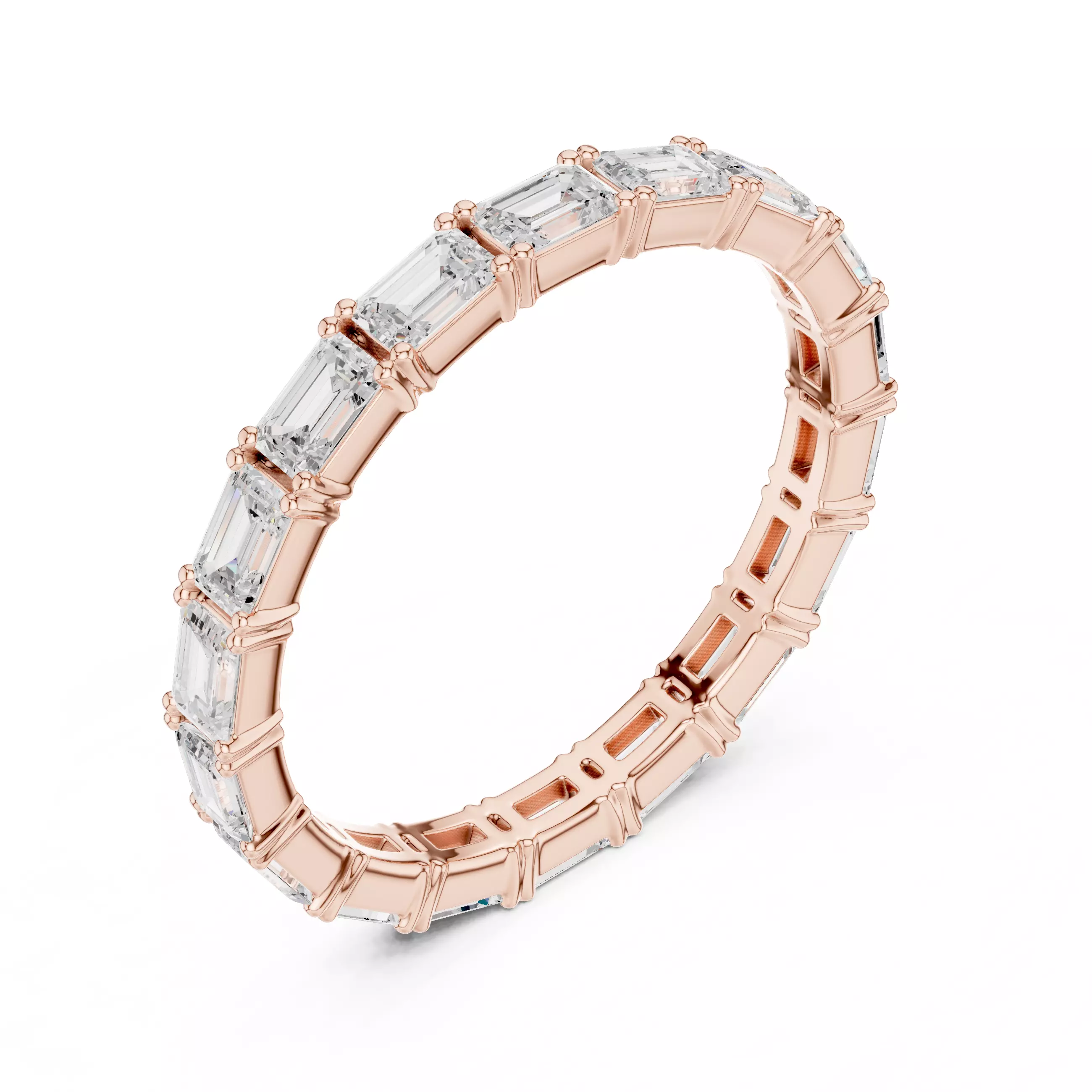 3x2mm Emerald Cut Full Eternity Stacking Wedding Band File Video 3D print model_4