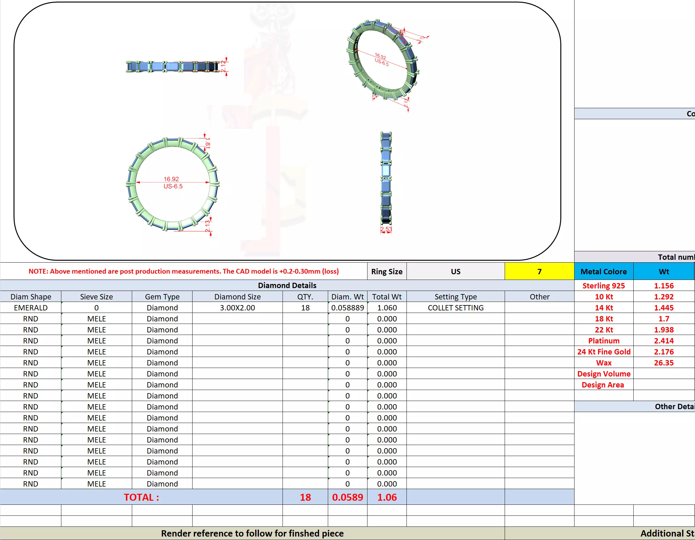 3x2mm Emerald Cut Full Eternity Stacking Wedding Band File Video 3D print model_13