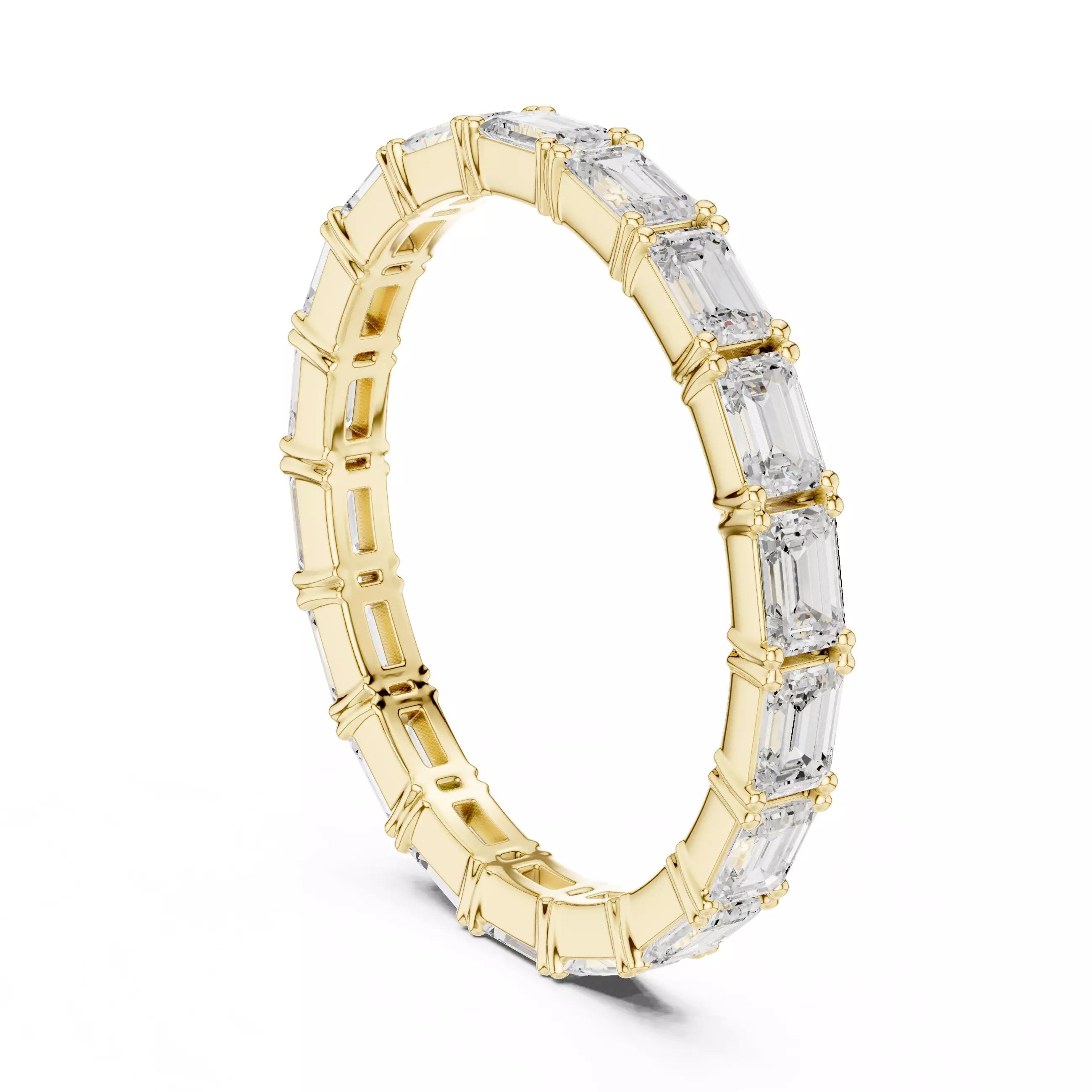 3x2mm Emerald Cut Full Eternity Stacking Wedding Band File Video 3D print model_6