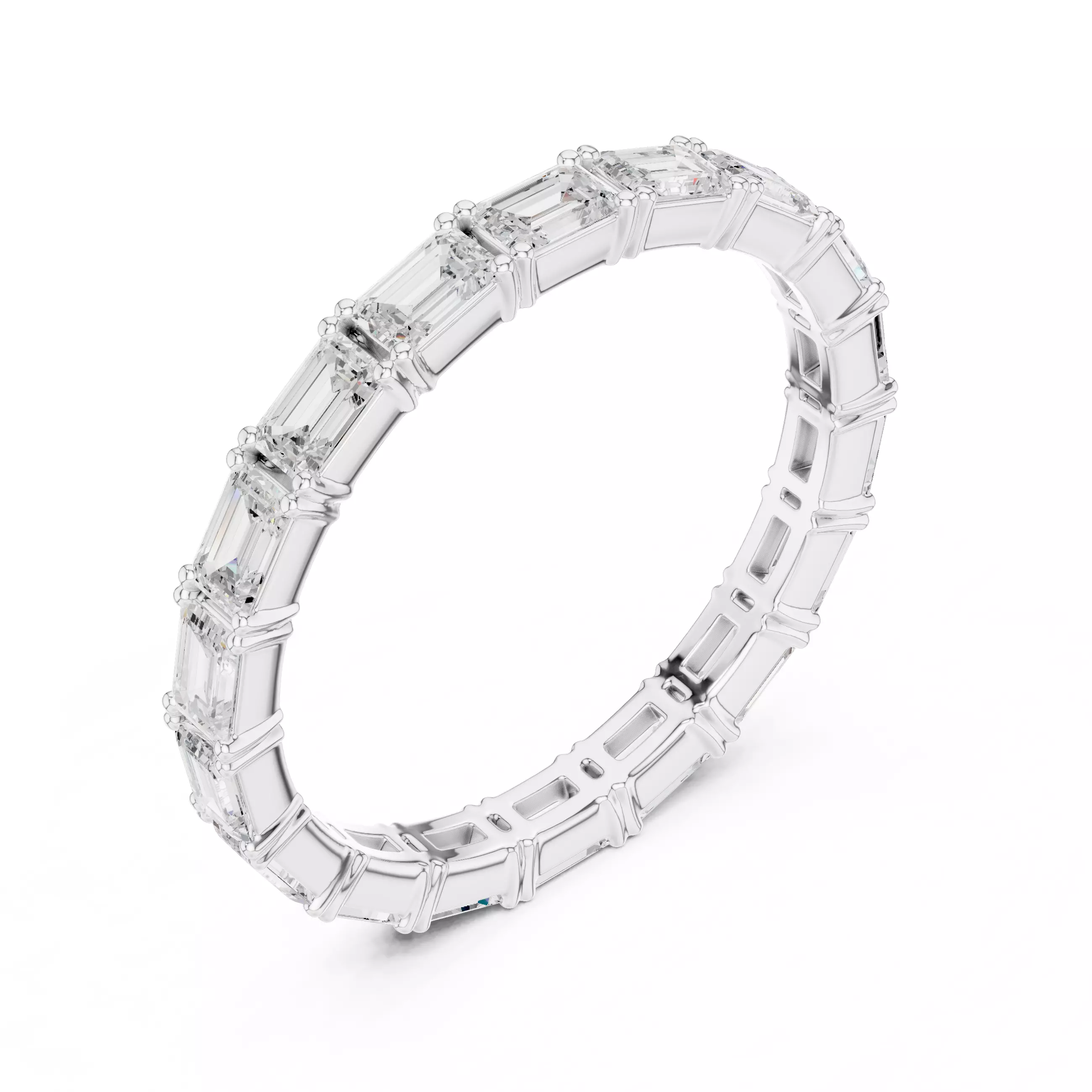 3x2mm Emerald Cut Full Eternity Stacking Wedding Band File Video 3D print model_10