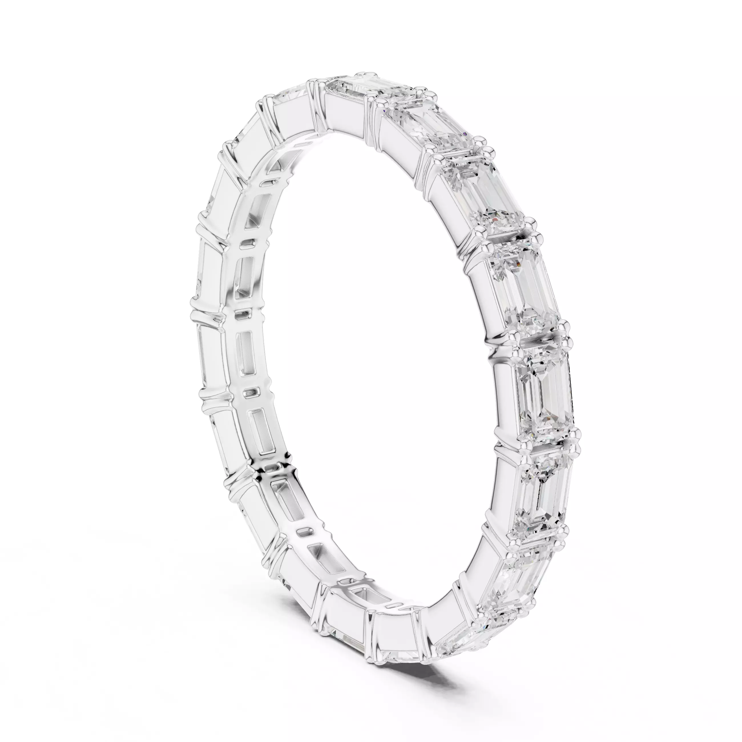 3x2mm Emerald Cut Full Eternity Stacking Wedding Band File Video 3D print model_9