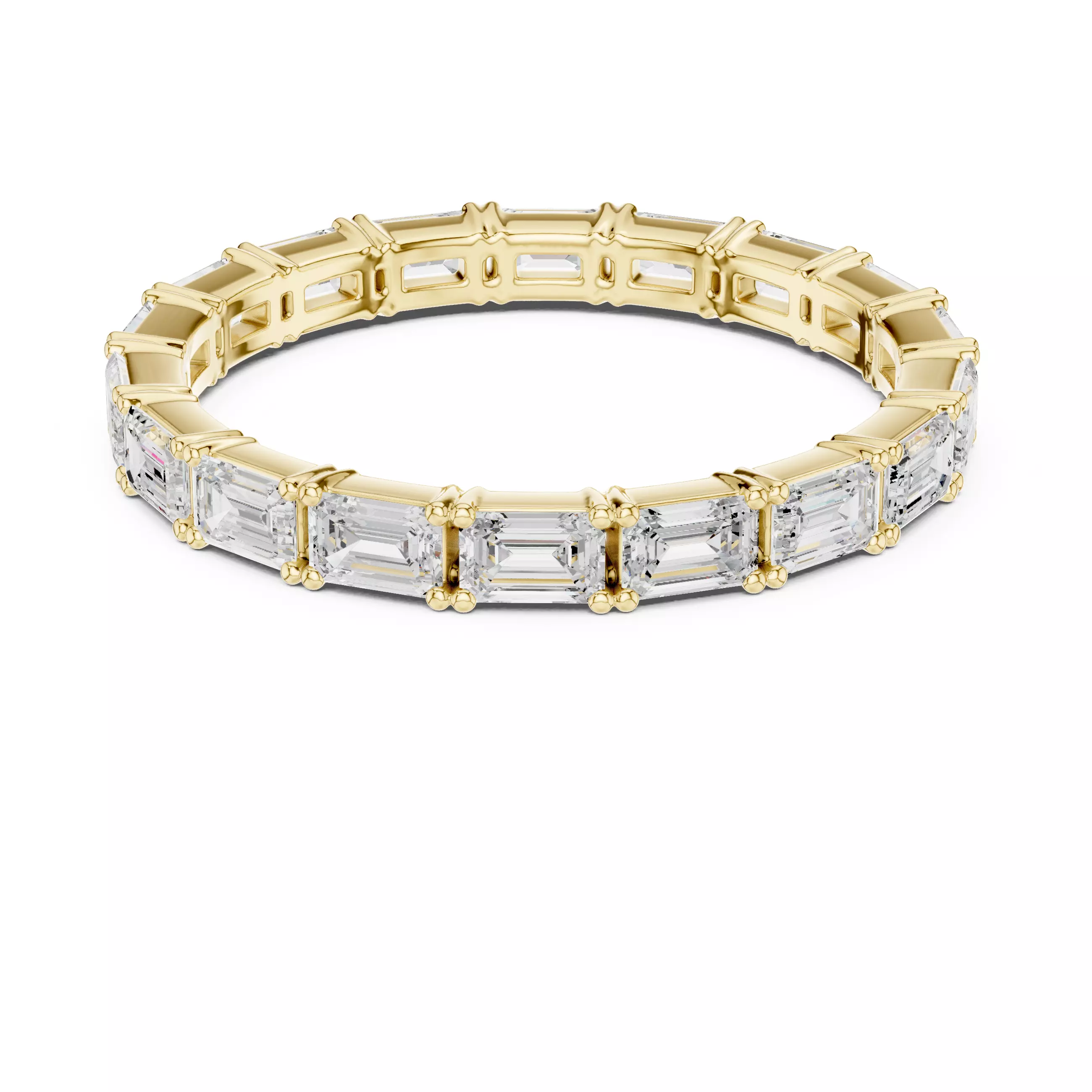 3x2mm Emerald Cut Full Eternity Stacking Wedding Band File Video 3D print model_8