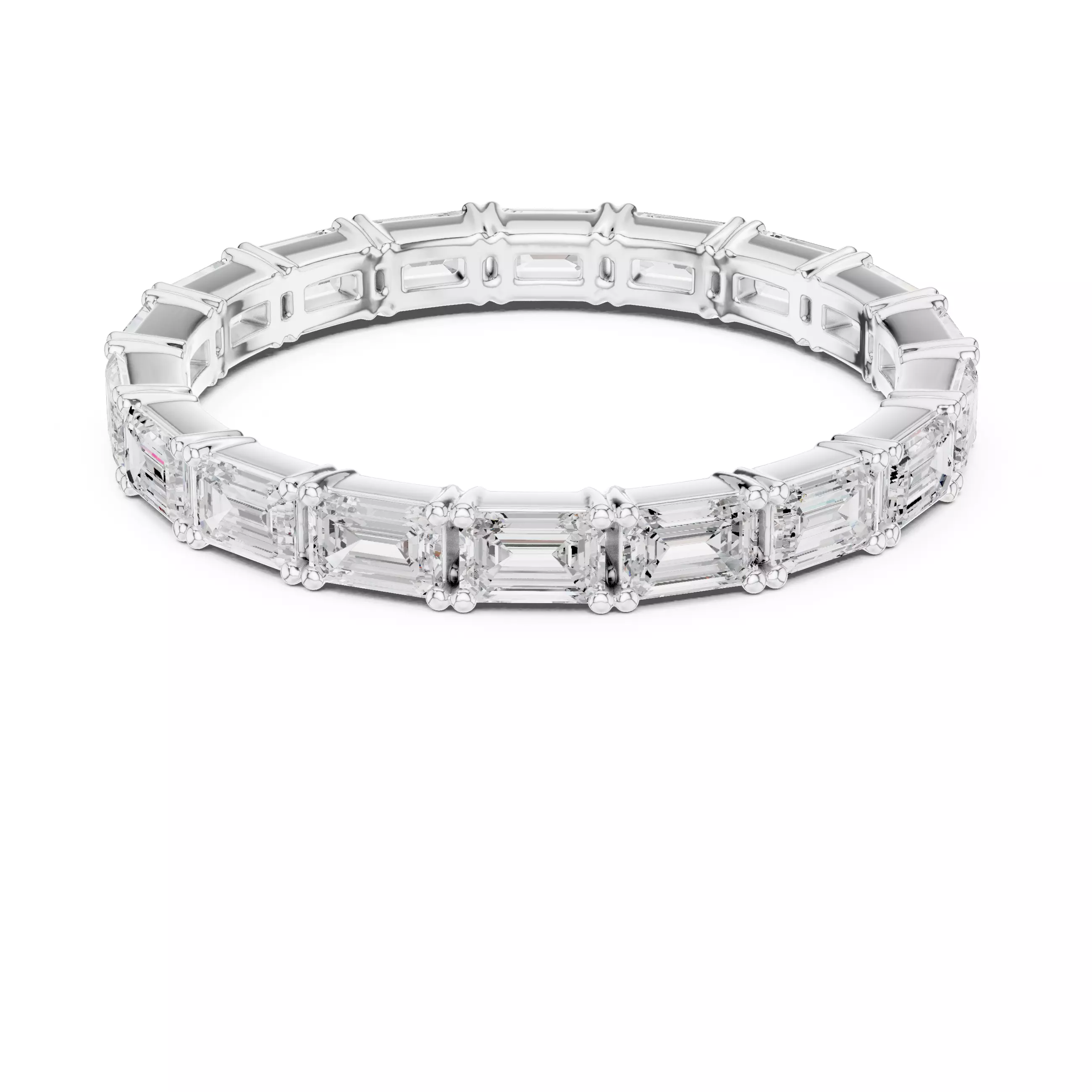 3x2mm Emerald Cut Full Eternity Stacking Wedding Band File Video 3D print model_11