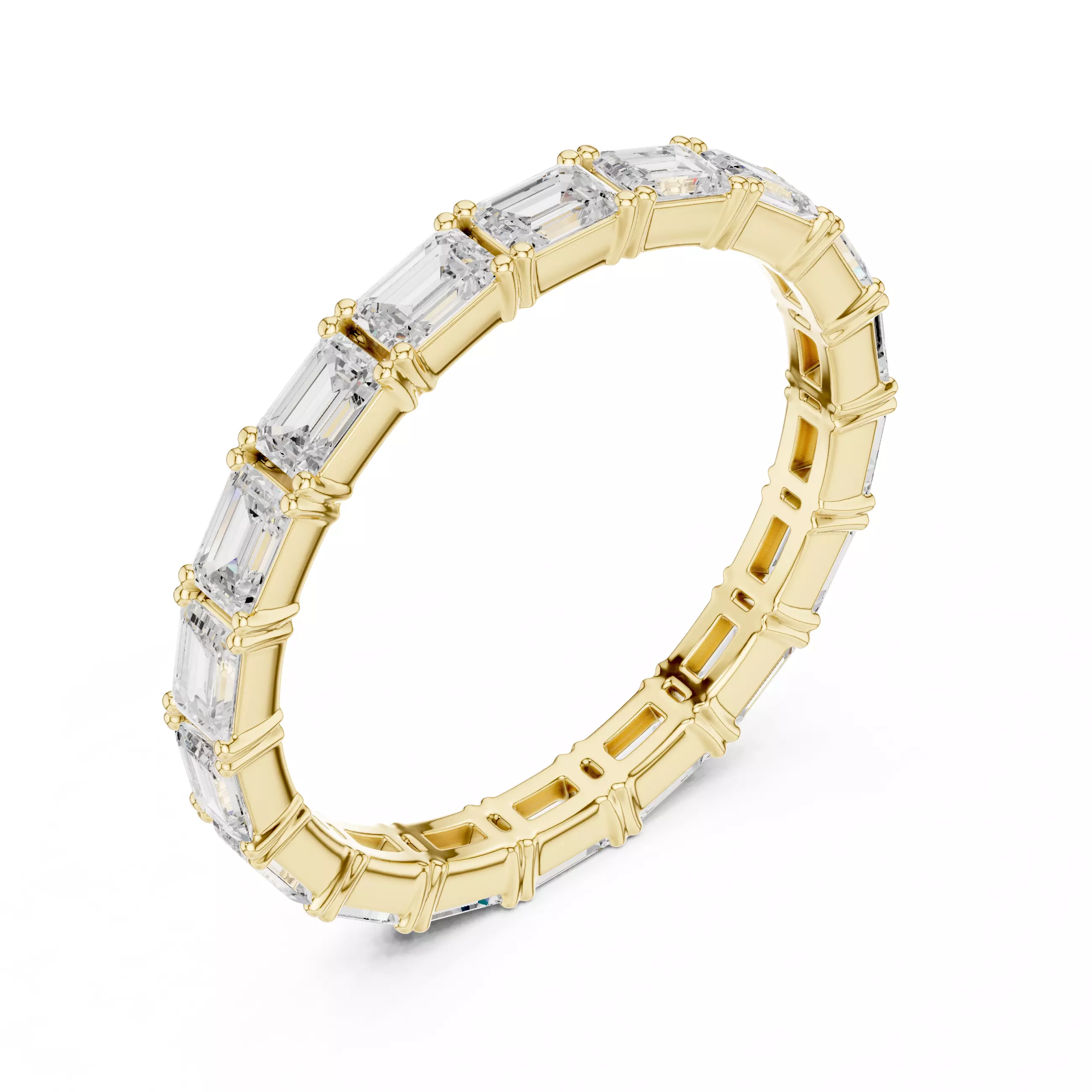 3x2mm Emerald Cut Full Eternity Stacking Wedding Band File Video 3D print model_7