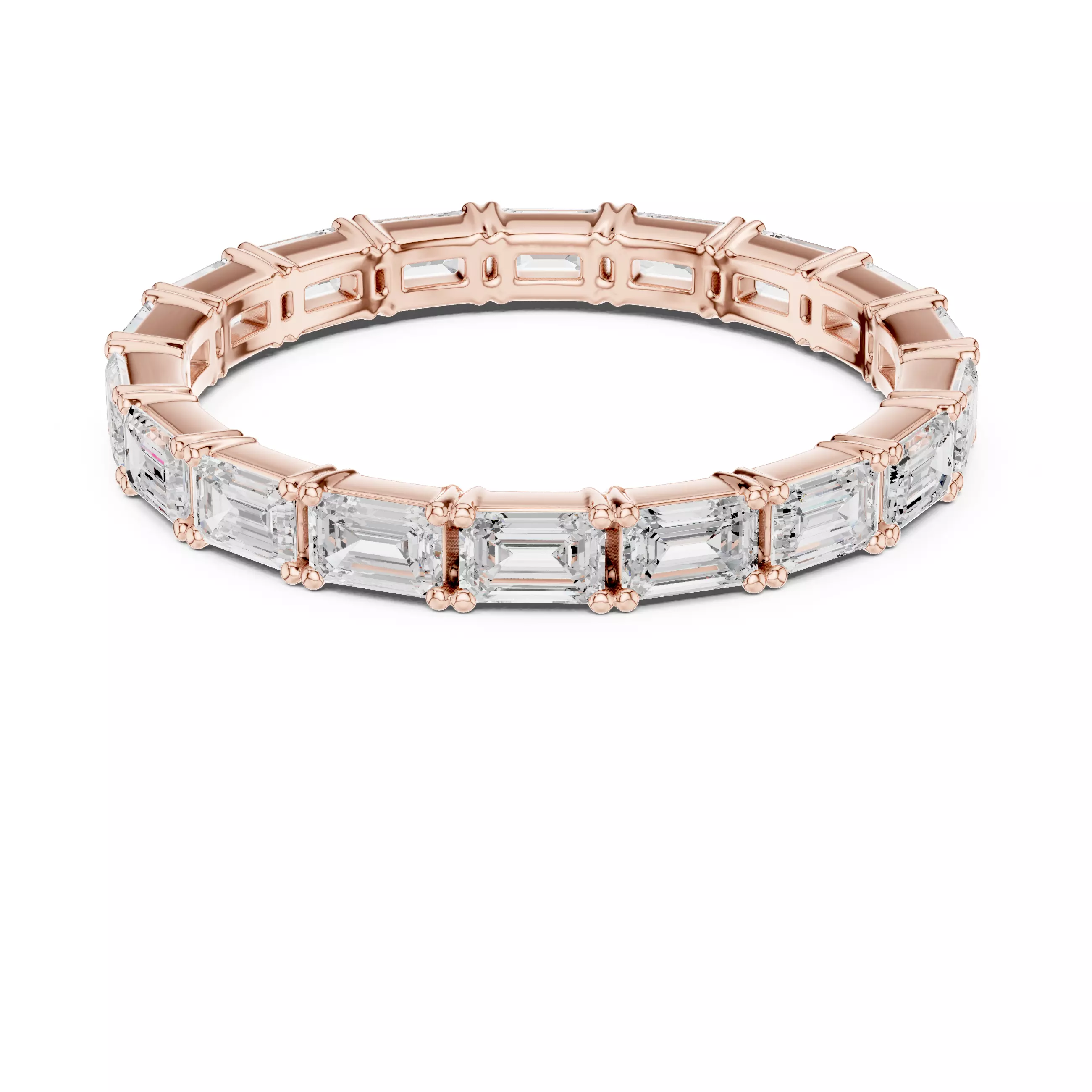 3x2mm Emerald Cut Full Eternity Stacking Wedding Band File Video 3D print model_5