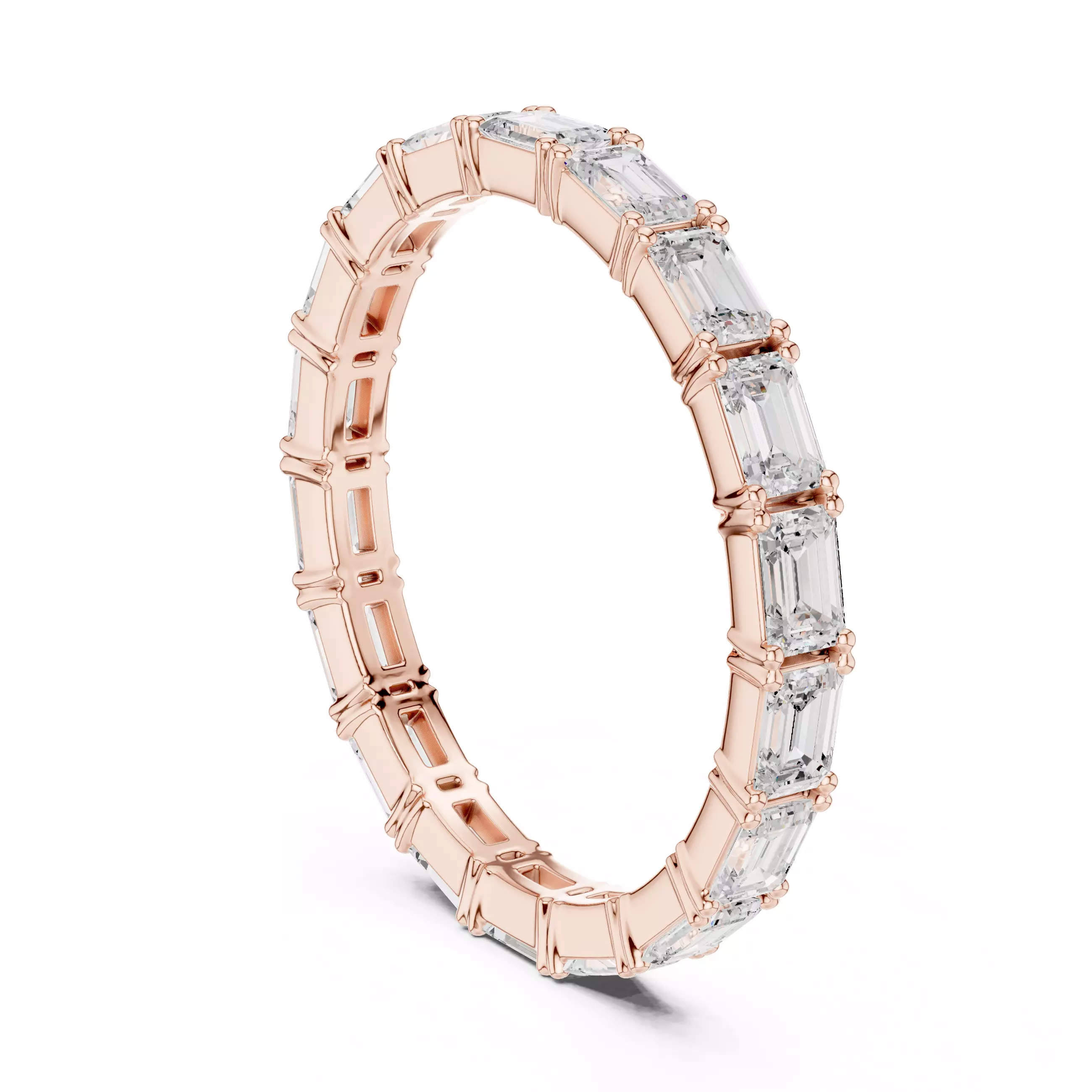 3x2mm Emerald Cut Full Eternity Stacking Wedding Band File Video 3D print model_3