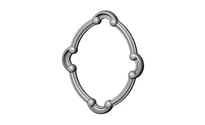 Oval carved detailed corner scroll arc frame relief 3D print model