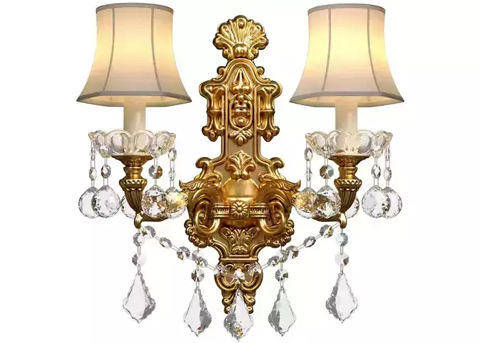 Golden Sconce Wall lamp classic style with crystal lampshade 