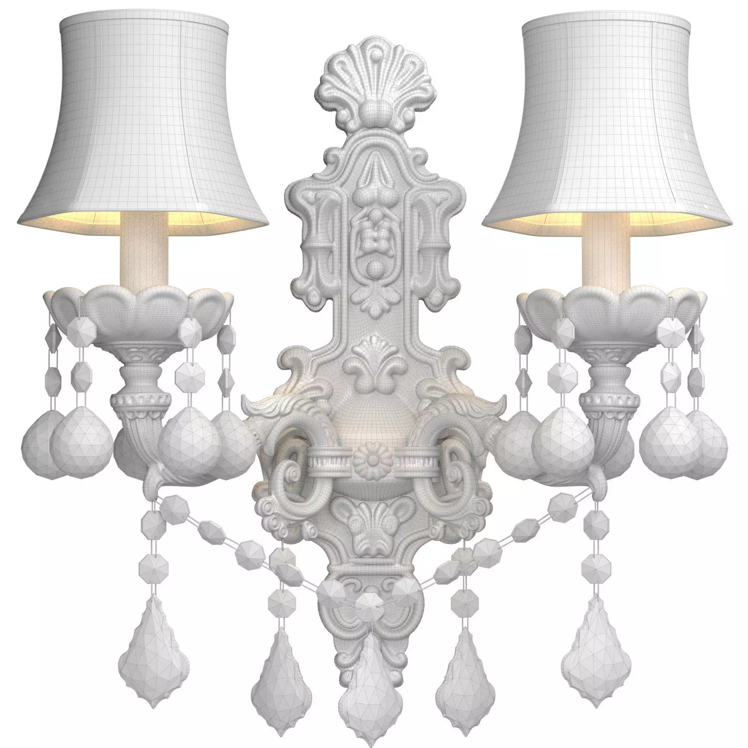 Golden Sconce Wall lamp classic style with crystal lampshade 3D model_4