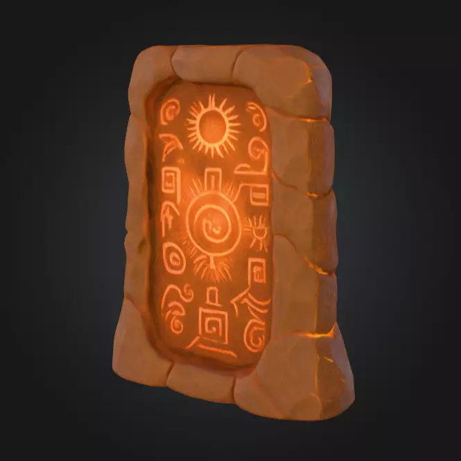 Ancient Sun Tablet Low-poly 3D model_4