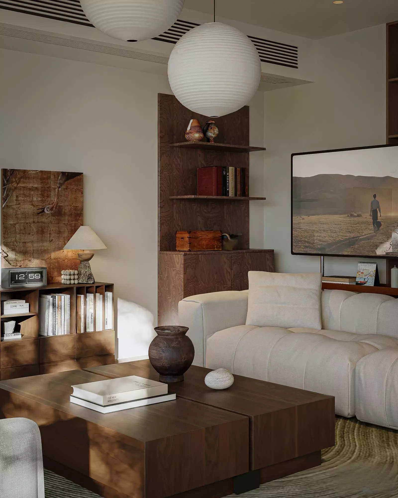 Mid Century interior scene 3D model_2