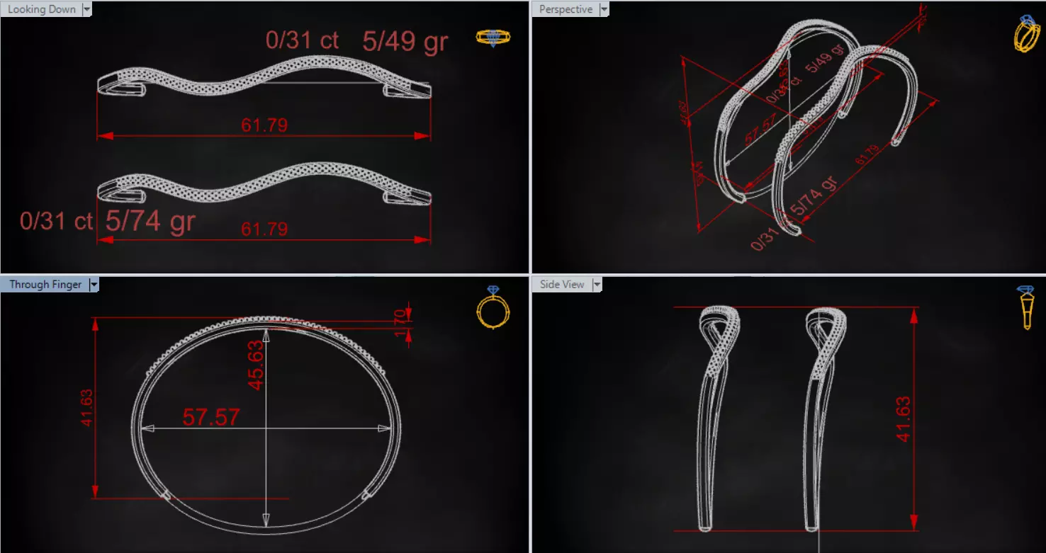 Yellow Gold stl 3dm Bracelets with Different Cuts bg0053 3D print model_21