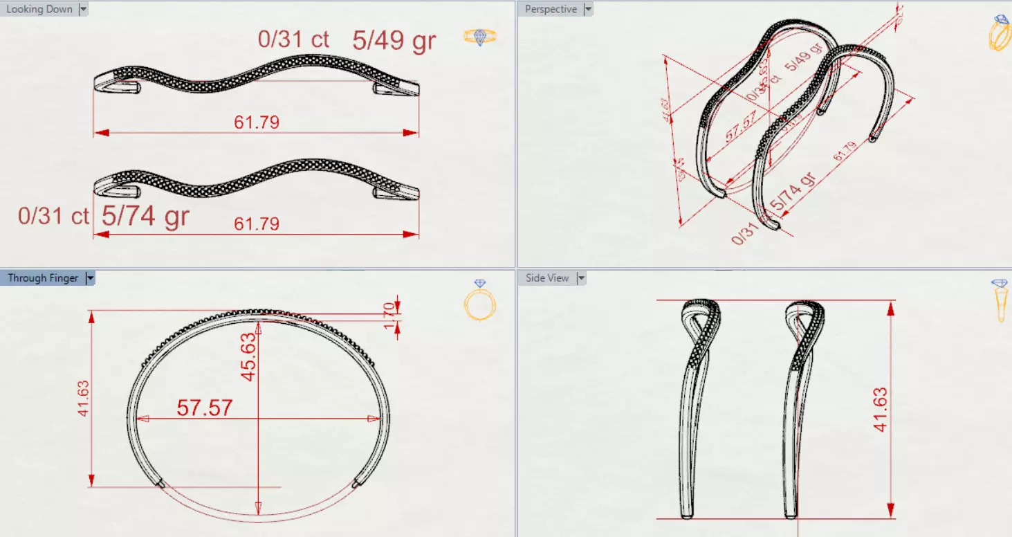 Yellow Gold stl 3dm Bracelets with Different Cuts bg0053 3D print model_22
