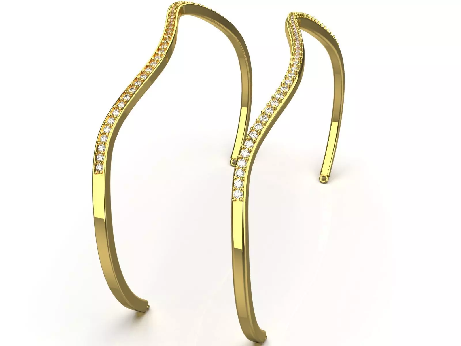Yellow Gold stl 3dm Bracelets with Different Cuts bg0053 3D print model_1