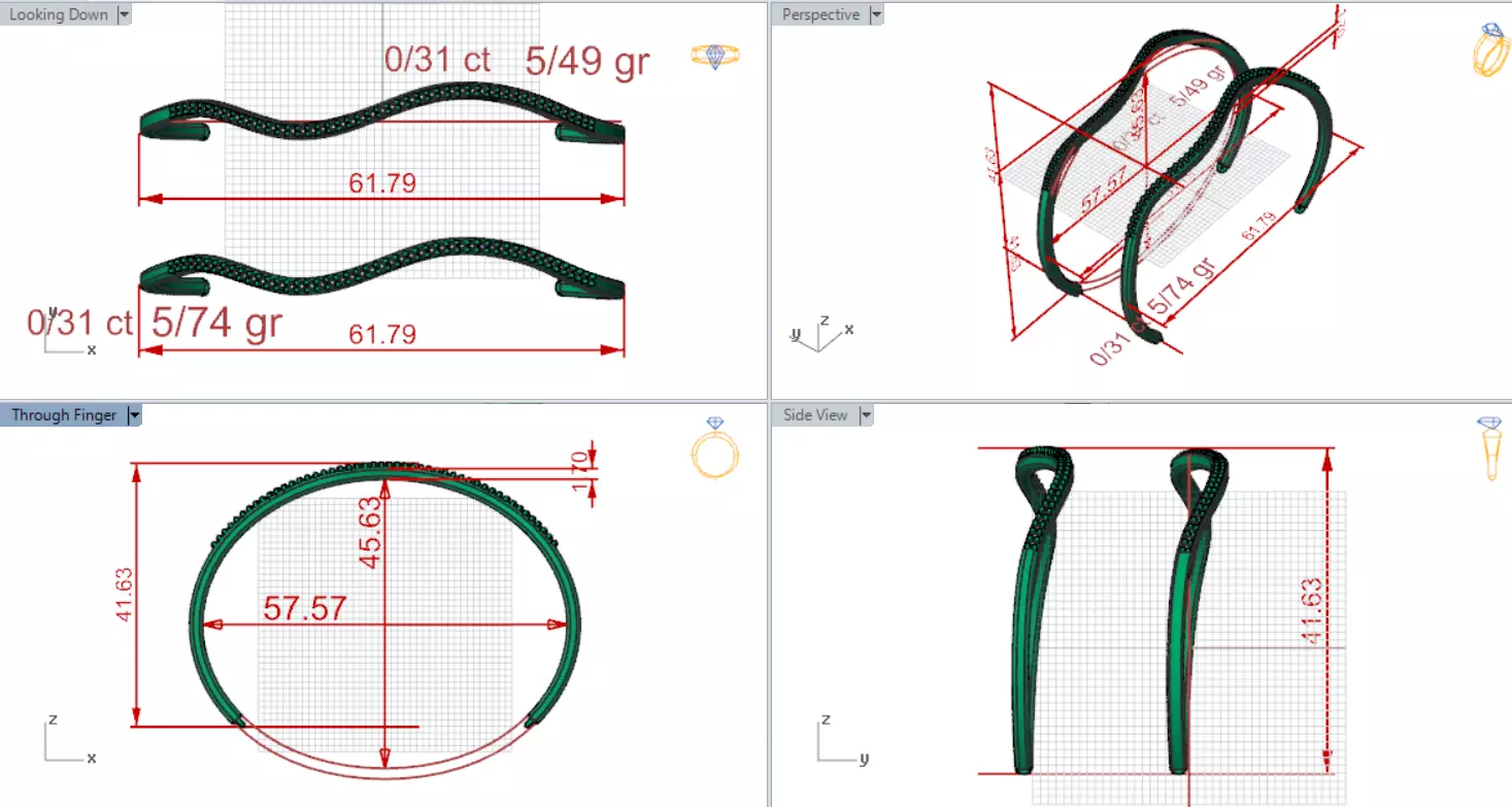 Yellow Gold stl 3dm Bracelets with Different Cuts bg0053 3D print model_20