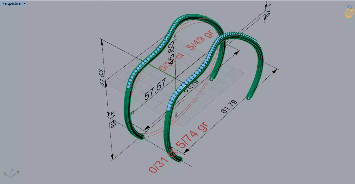 Yellow Gold stl 3dm Bracelets with Different Cuts bg0053 3D print model_12