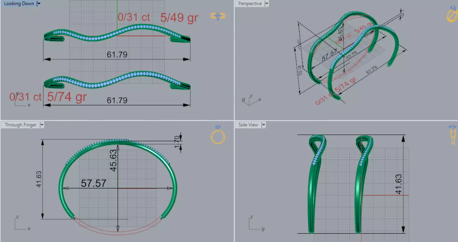 Yellow Gold stl 3dm Bracelets with Different Cuts bg0053 3D print model_8