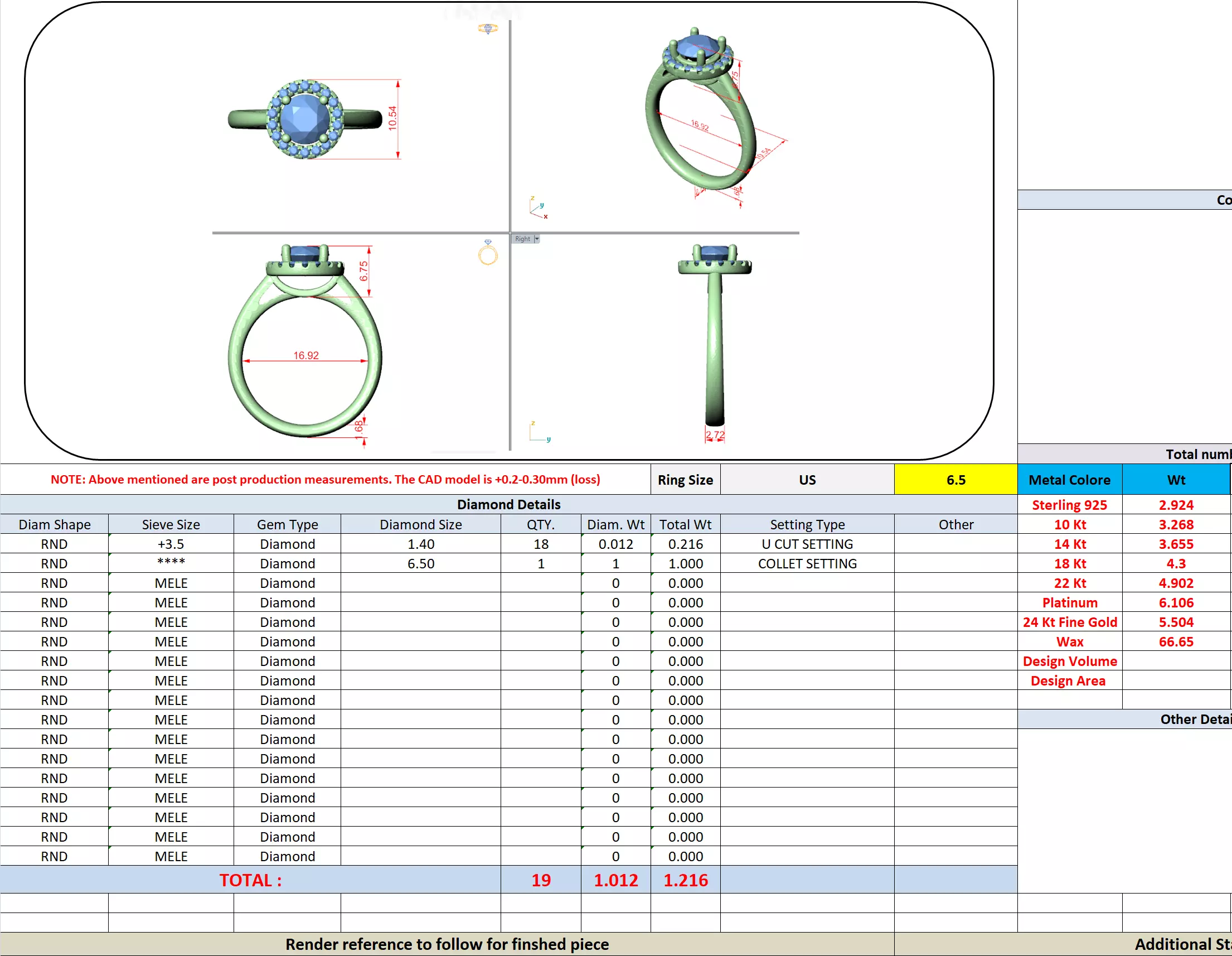 1CT Round Cut Halo Diamond Engagement Ring 3DM STL Video 3D print model_13