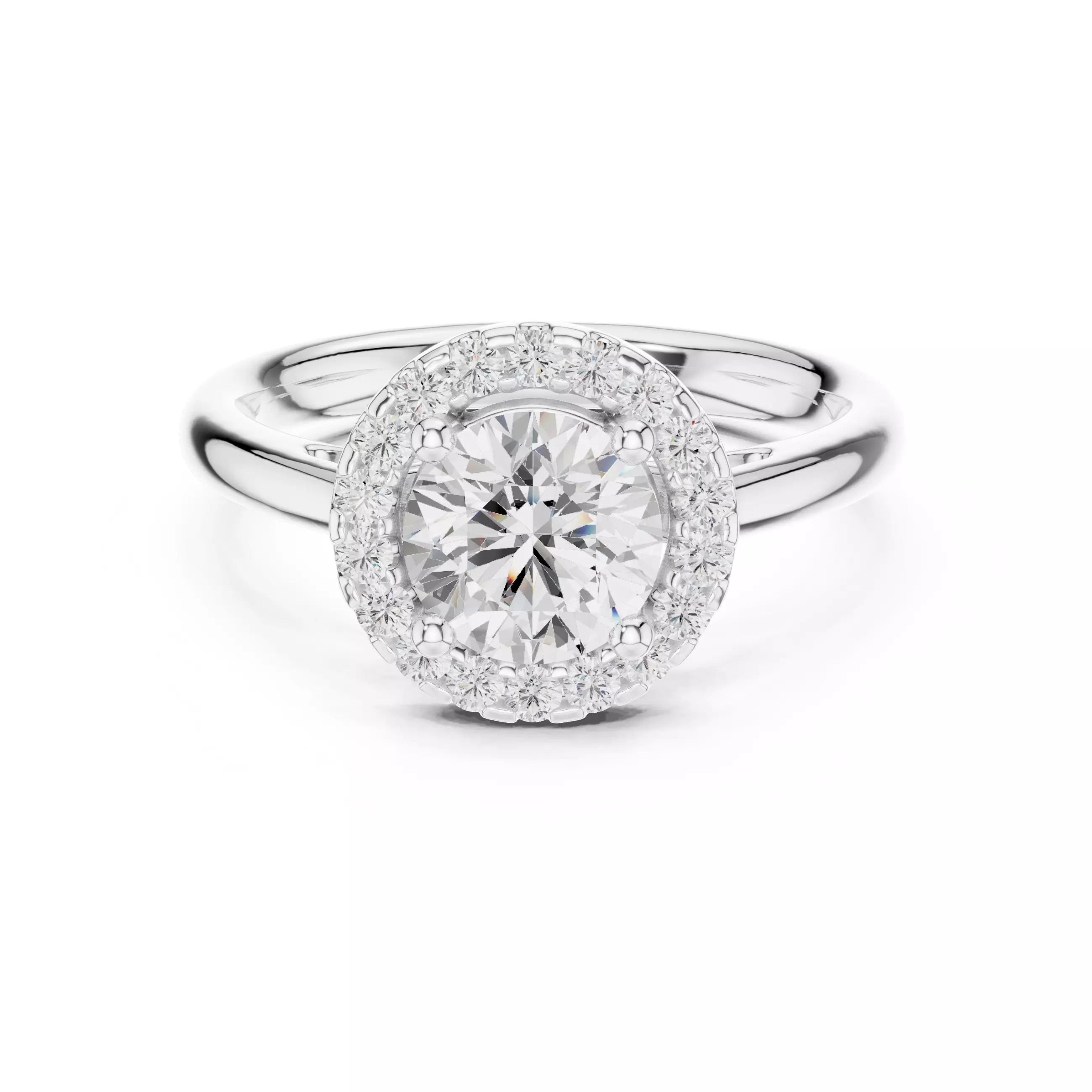 1CT Round Cut Halo Diamond Engagement Ring 3DM STL Video 3D print model_2