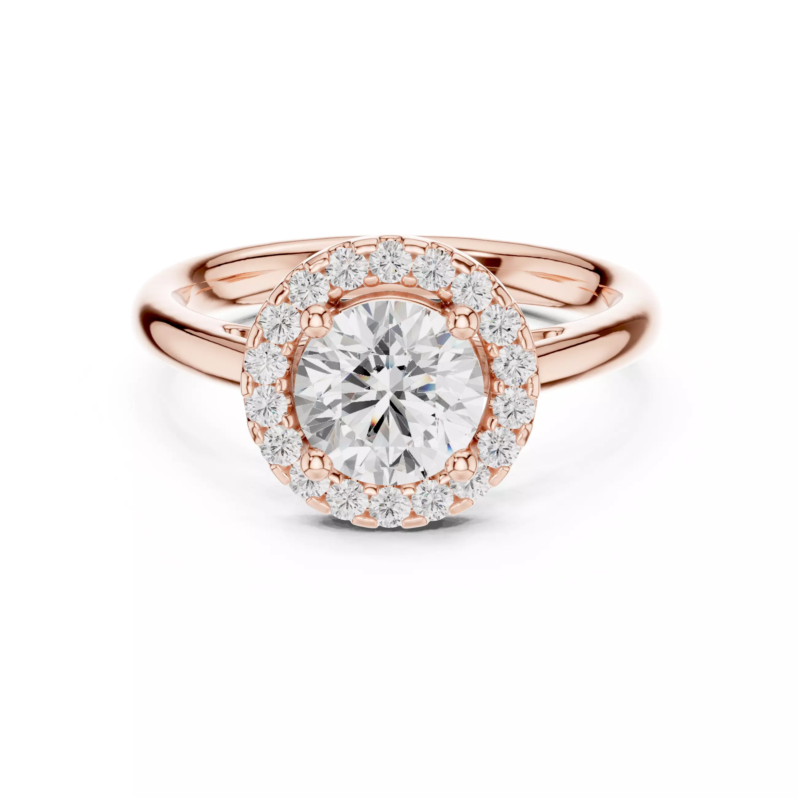 1CT Round Cut Halo Diamond Engagement Ring 3DM STL Video 3D print model_0