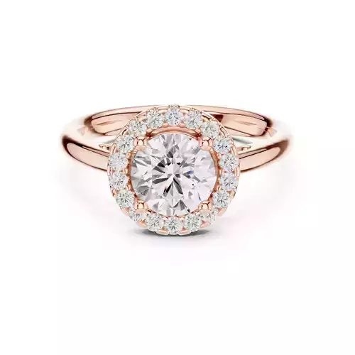 1CT Round Cut Halo Diamond Engagement Ring 3DM STL Video 3D print model
