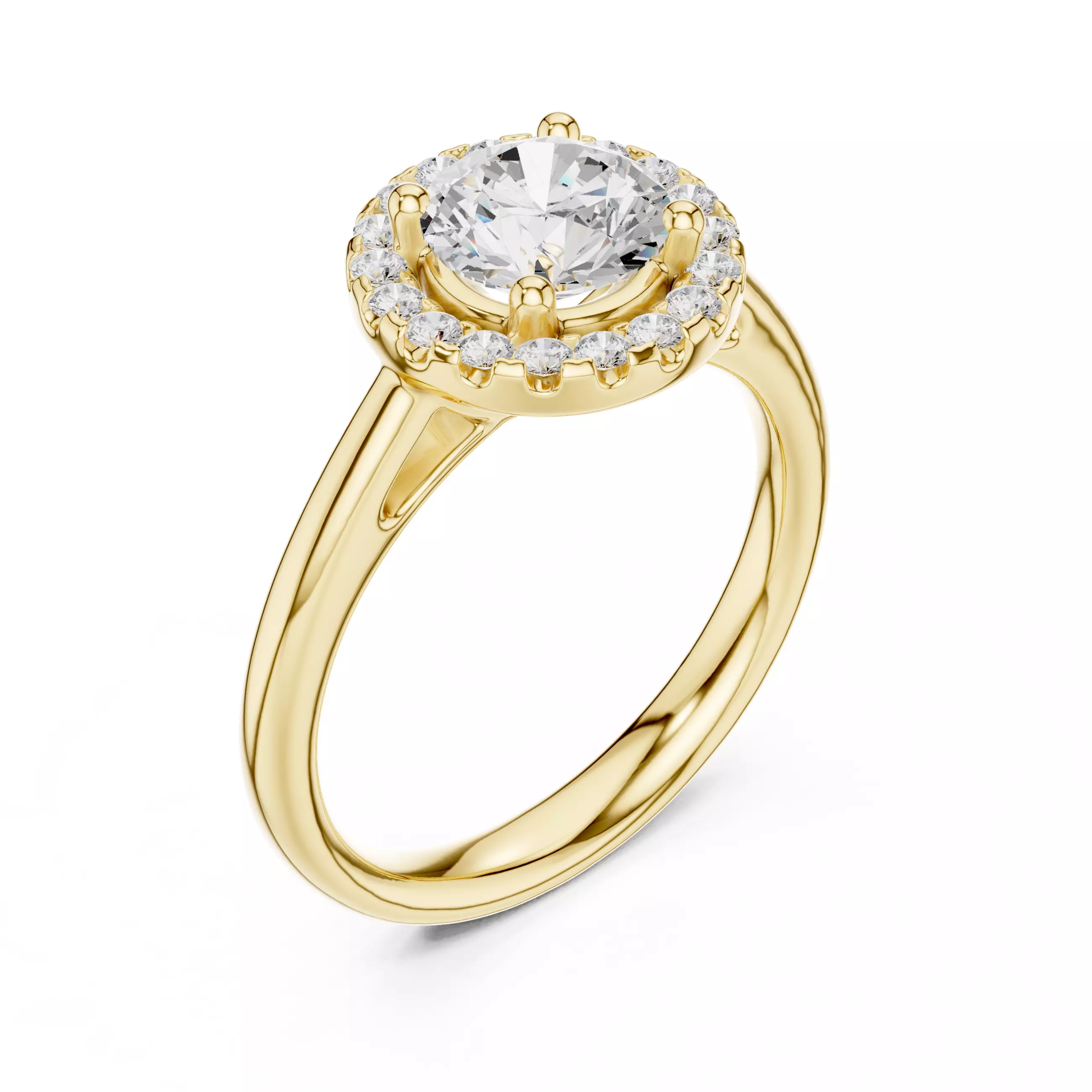 1CT Round Cut Halo Diamond Engagement Ring 3DM STL Video 3D print model_7