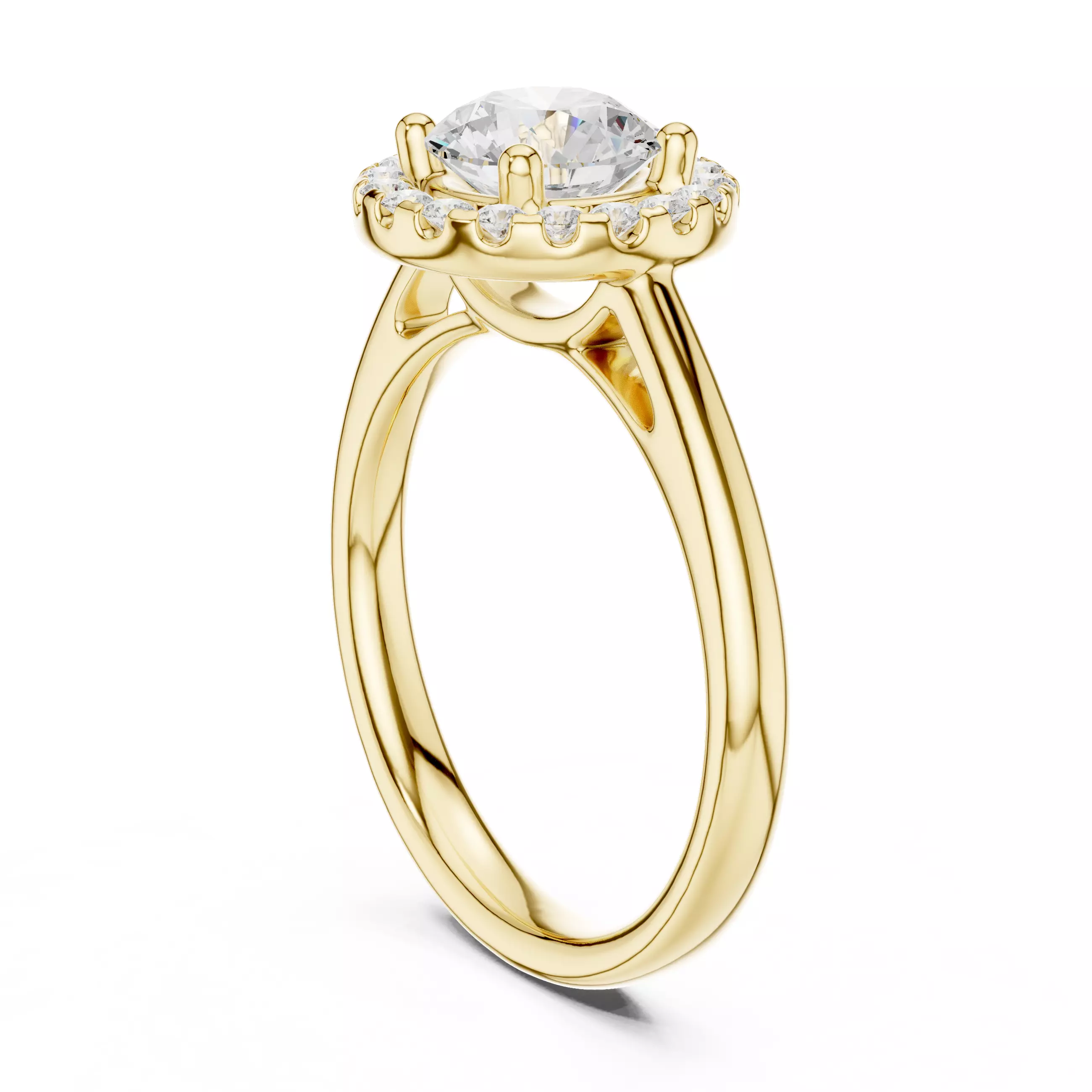 1CT Round Cut Halo Diamond Engagement Ring 3DM STL Video 3D print model_6