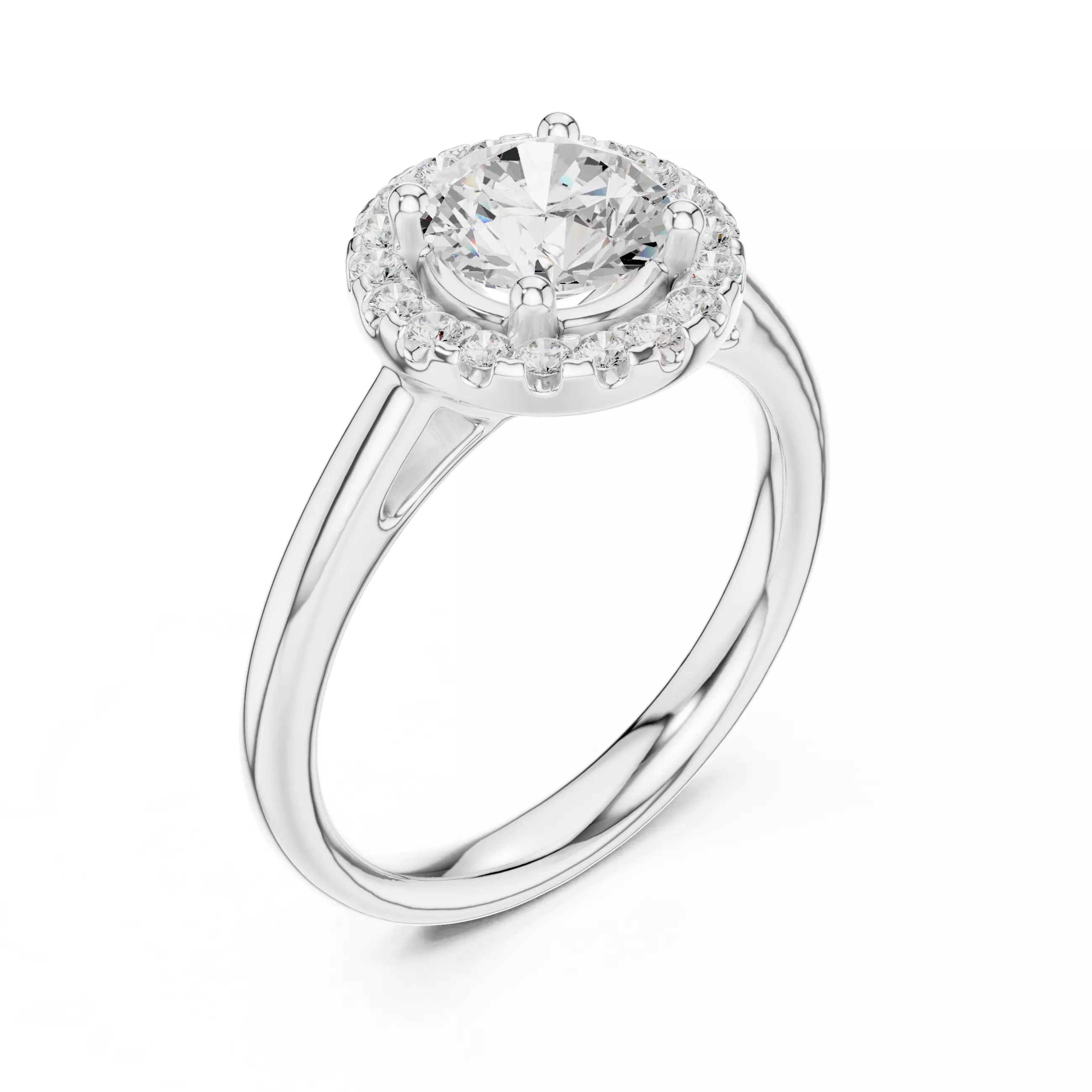 1CT Round Cut Halo Diamond Engagement Ring 3DM STL Video 3D print model_10