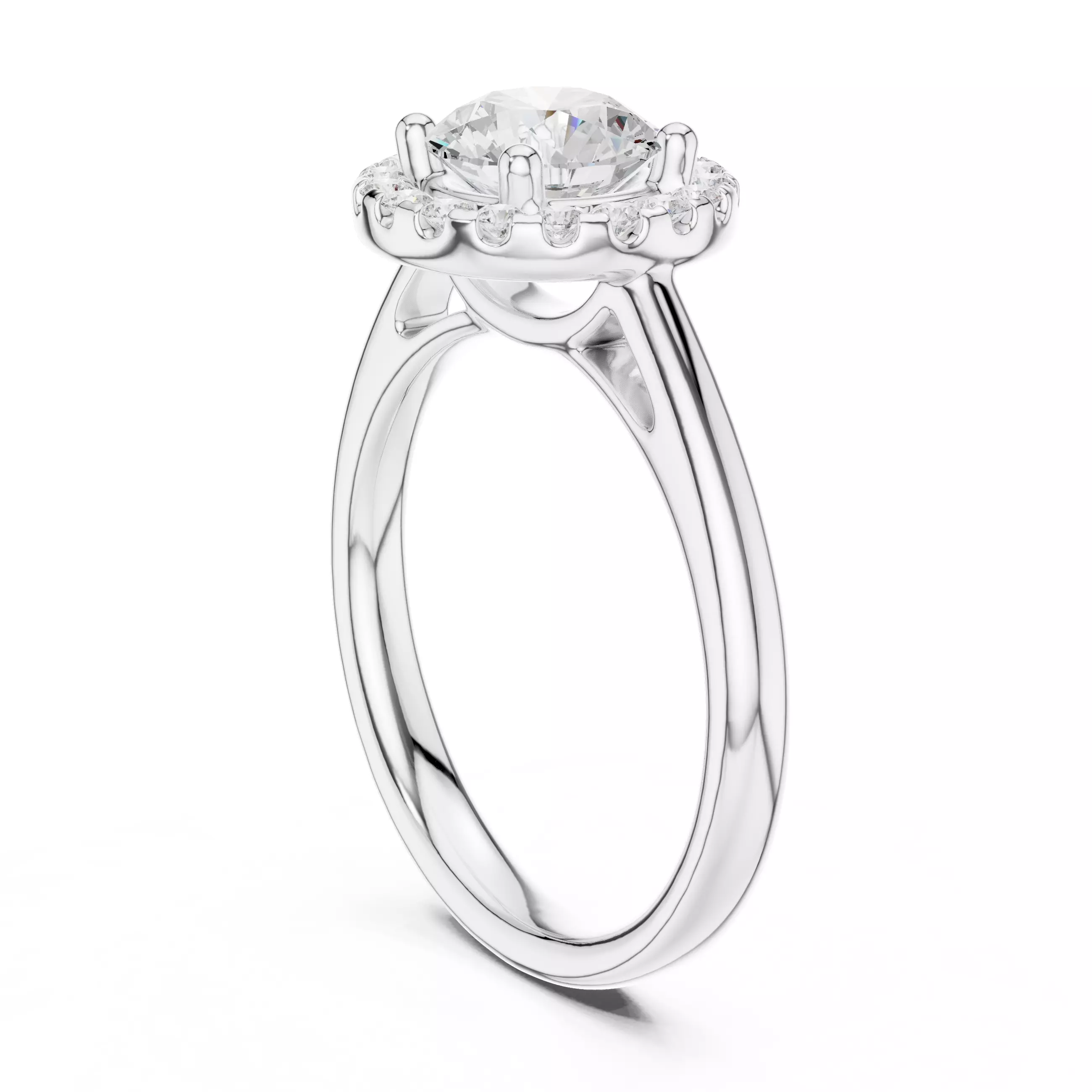 1CT Round Cut Halo Diamond Engagement Ring 3DM STL Video 3D print model_9