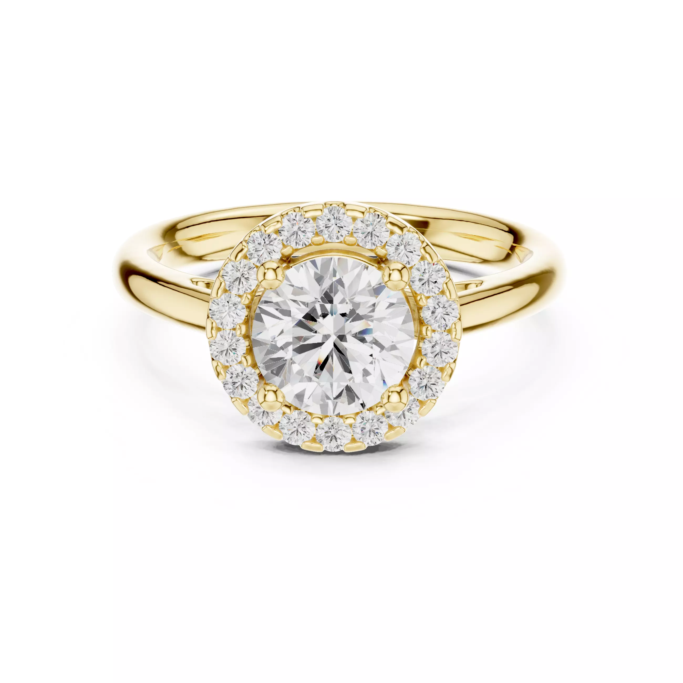 1CT Round Cut Halo Diamond Engagement Ring 3DM STL Video 3D print model_1