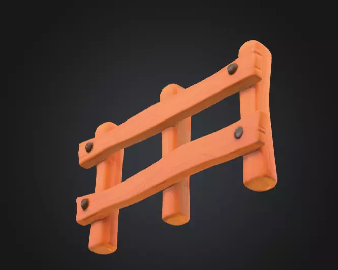 Wooden Cartoon Fence Low-poly 3D model_13
