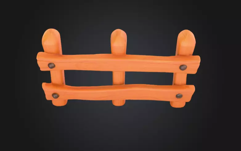 Wooden Cartoon Fence Low-poly 3D model_8