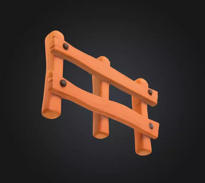 Wooden Cartoon Fence Low-poly 3D model_14