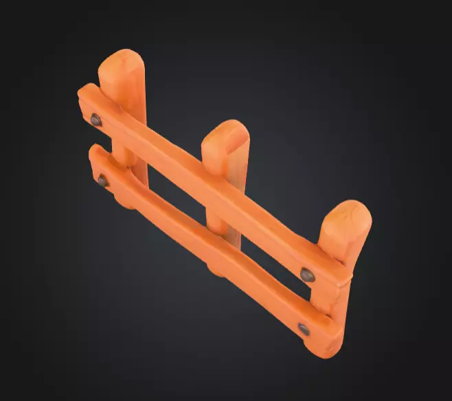 Wooden Cartoon Fence Low-poly 3D model_9