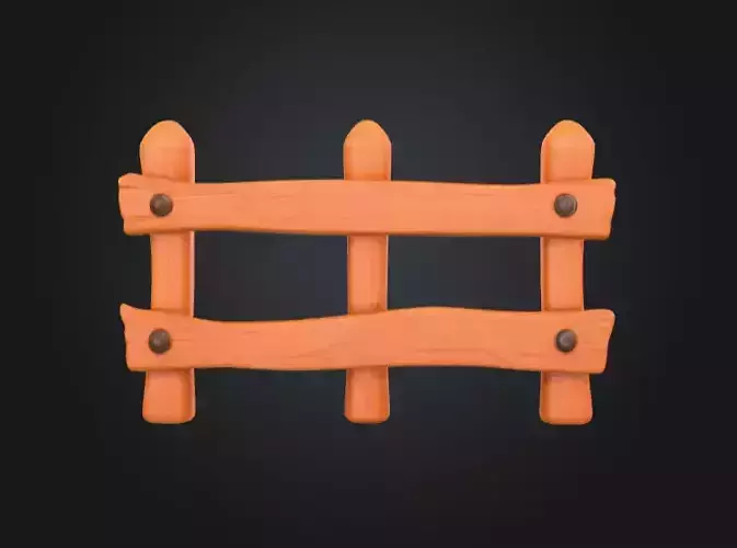 Wooden Cartoon Fence Low-poly 3D model