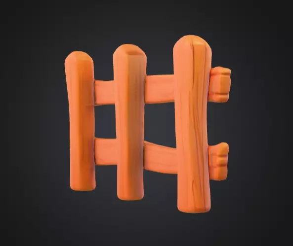 Wooden Cartoon Fence Low-poly 3D model_5