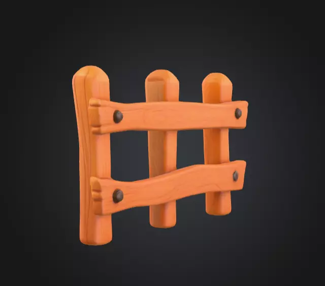 Wooden Cartoon Fence Low-poly 3D model_7