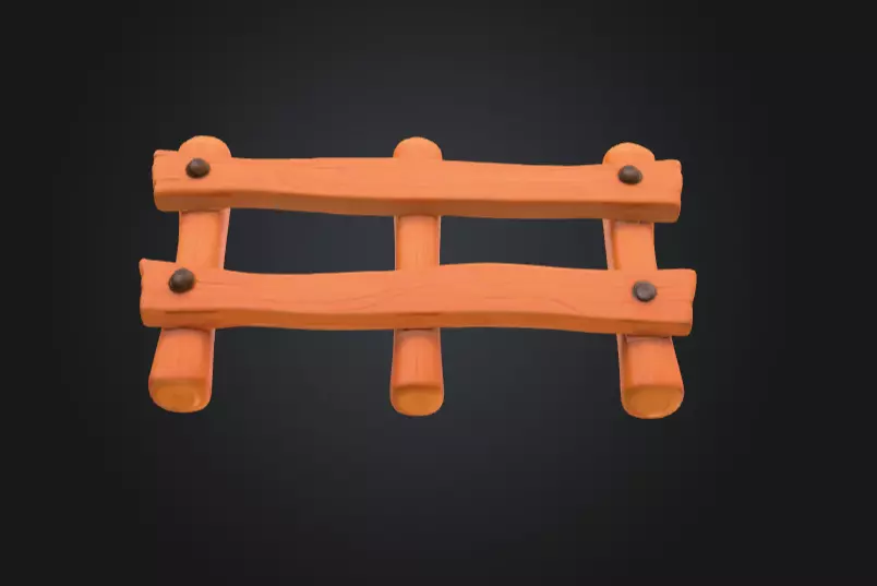 Wooden Cartoon Fence Low-poly 3D model_12