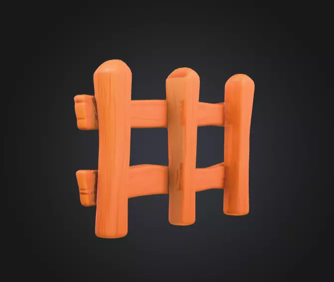 Wooden Cartoon Fence Low-poly 3D model_3