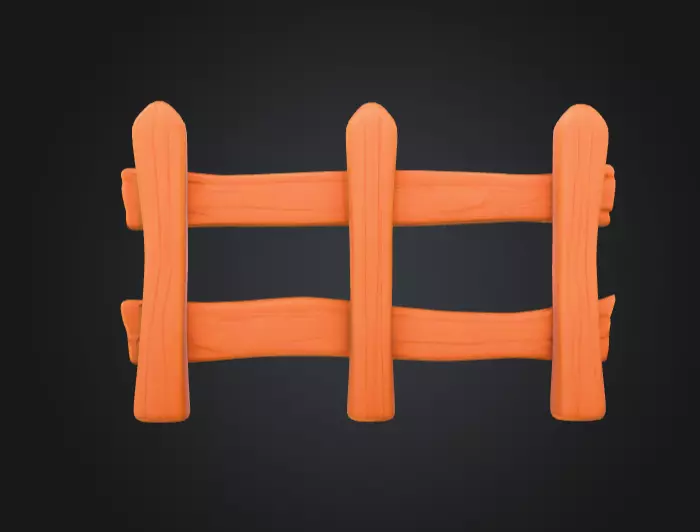 Wooden Cartoon Fence Low-poly 3D model_4