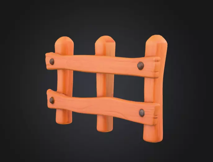 Wooden Cartoon Fence Low-poly 3D model_1