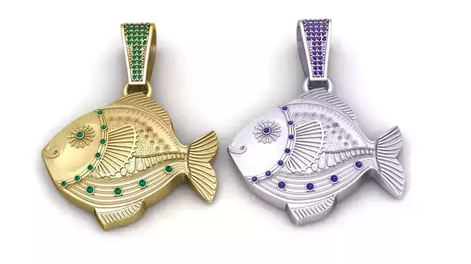 This elegant fish-shaped pendant 
