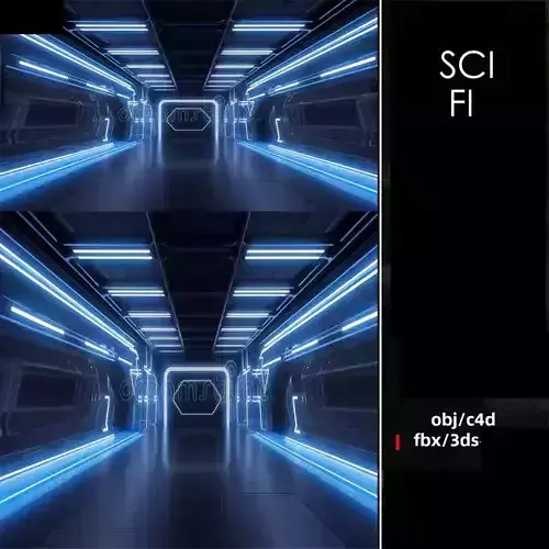 Sci Fi Interior Corridor 3D Model 