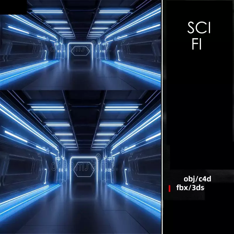 Sci Fi Interior Corridor 3D Model 3D model