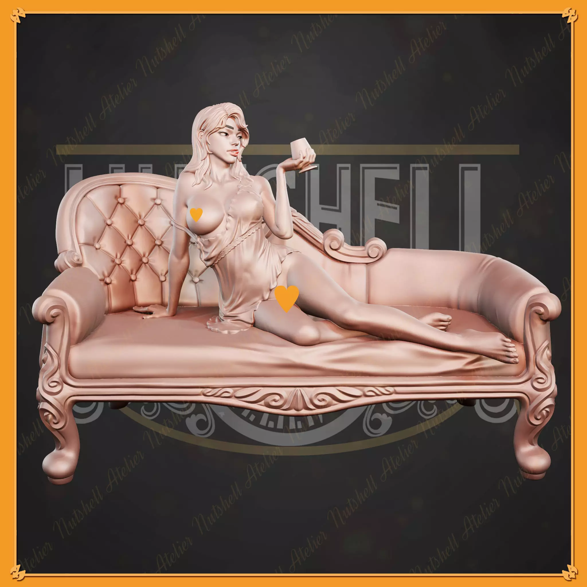 Nutshell Atelier - Girl on the chair remaster - NSFW 3D print model_1