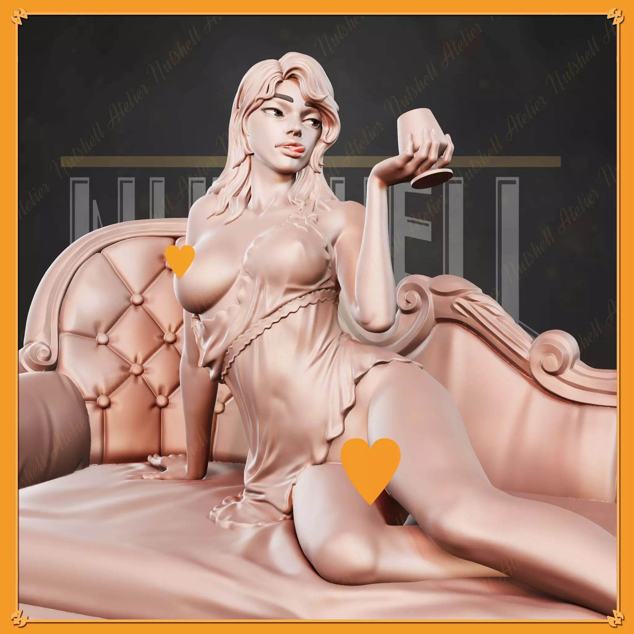 Nutshell Atelier - Girl on the chair remaster - NSFW 3D print model_2